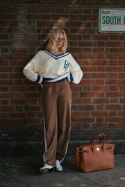 AJ V-Neck Knit Sweater, Coconut