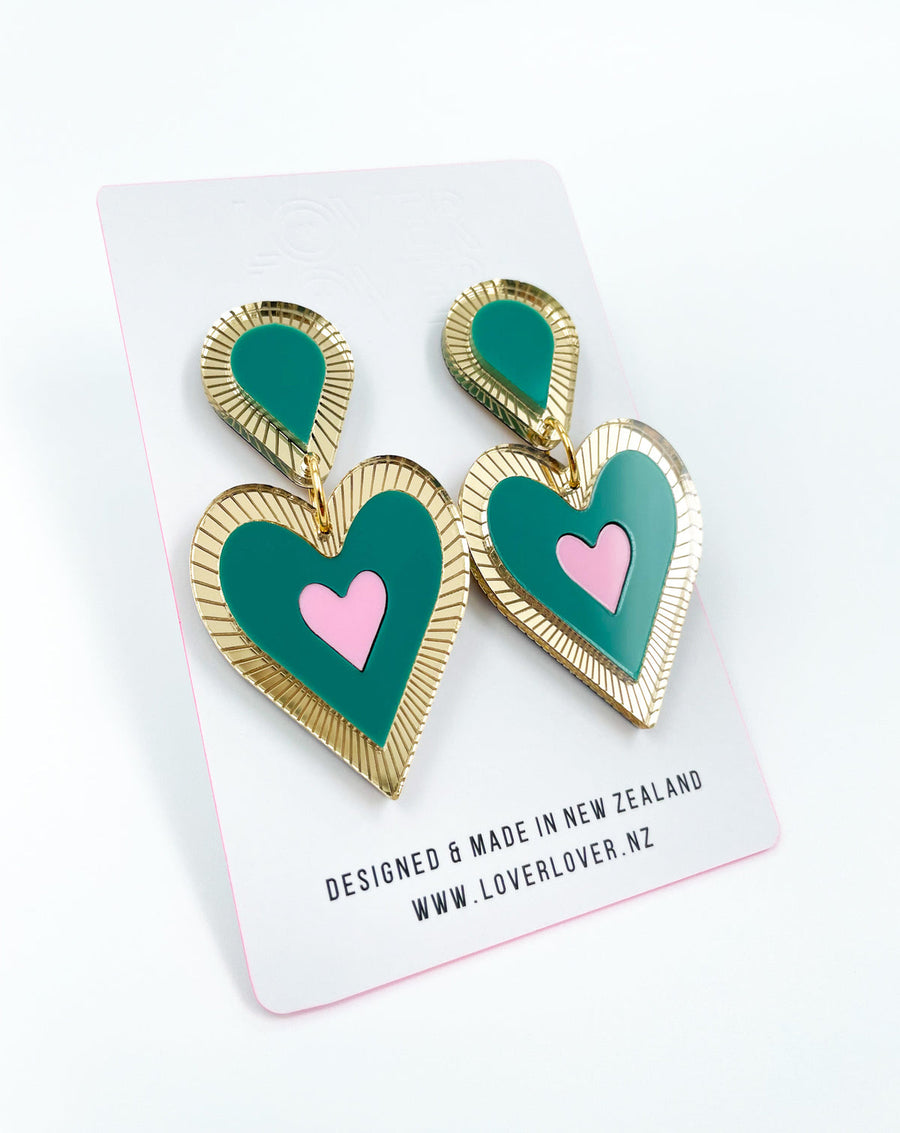 Freina Statement Earring, Emerald/Pink