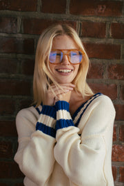 AJ V-Neck Knit Sweater, Coconut