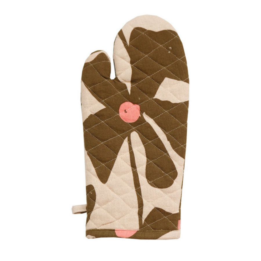 Olive Poppy Oven Mitt