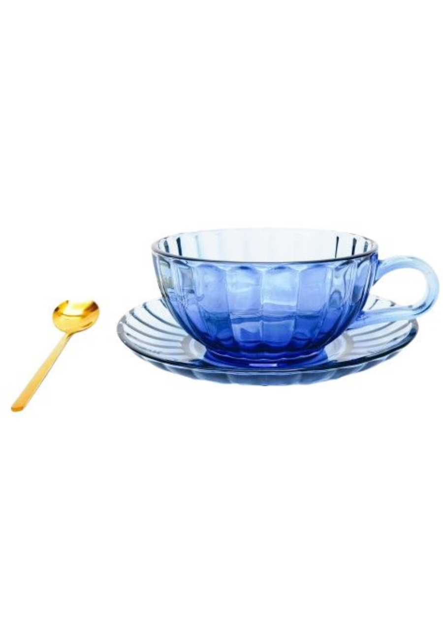 Maisy Glass Tea Cup Set - Blue