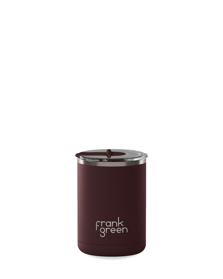 Ceramic Coffee Cup with Hinged Lid - chocolate brown