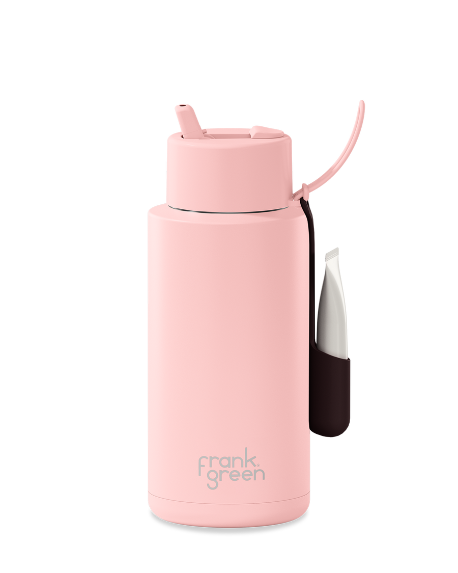 Lip and Sip Ceramic Reusable Bottle, 1 Litre with Lipgloss Holder