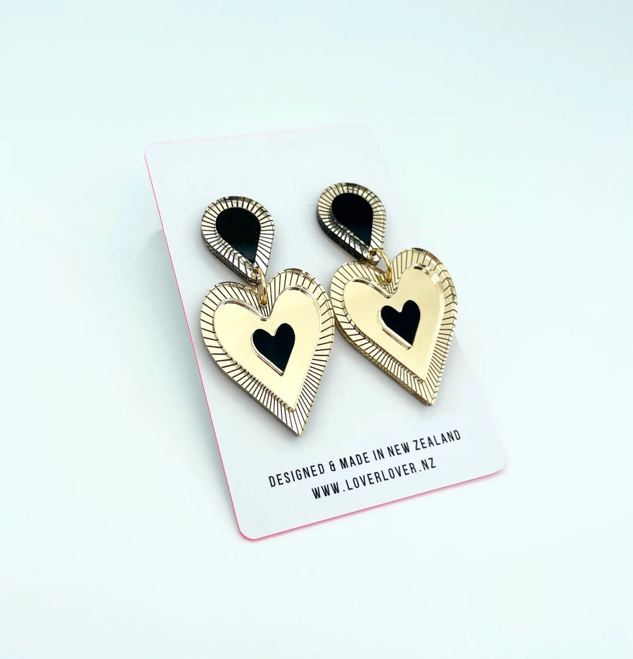 Freina Statement Earring, Goldie/Black