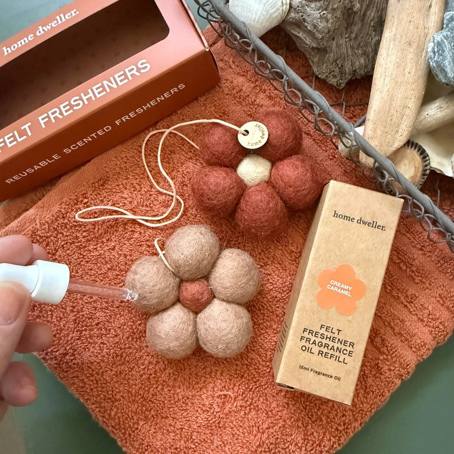 Felt Flower Scent Fresheners, Creamy Caramel