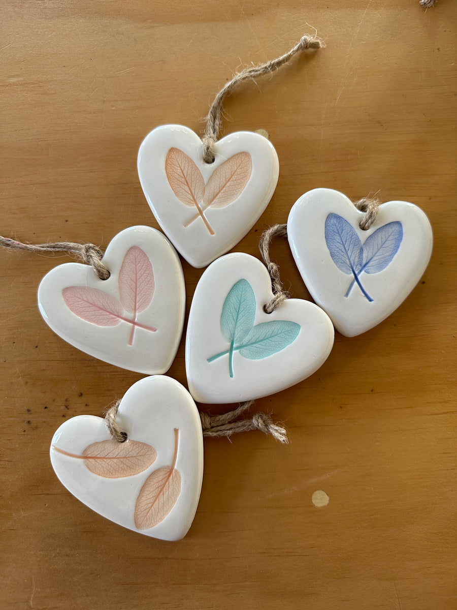Ceramic Large Hearts, Sage