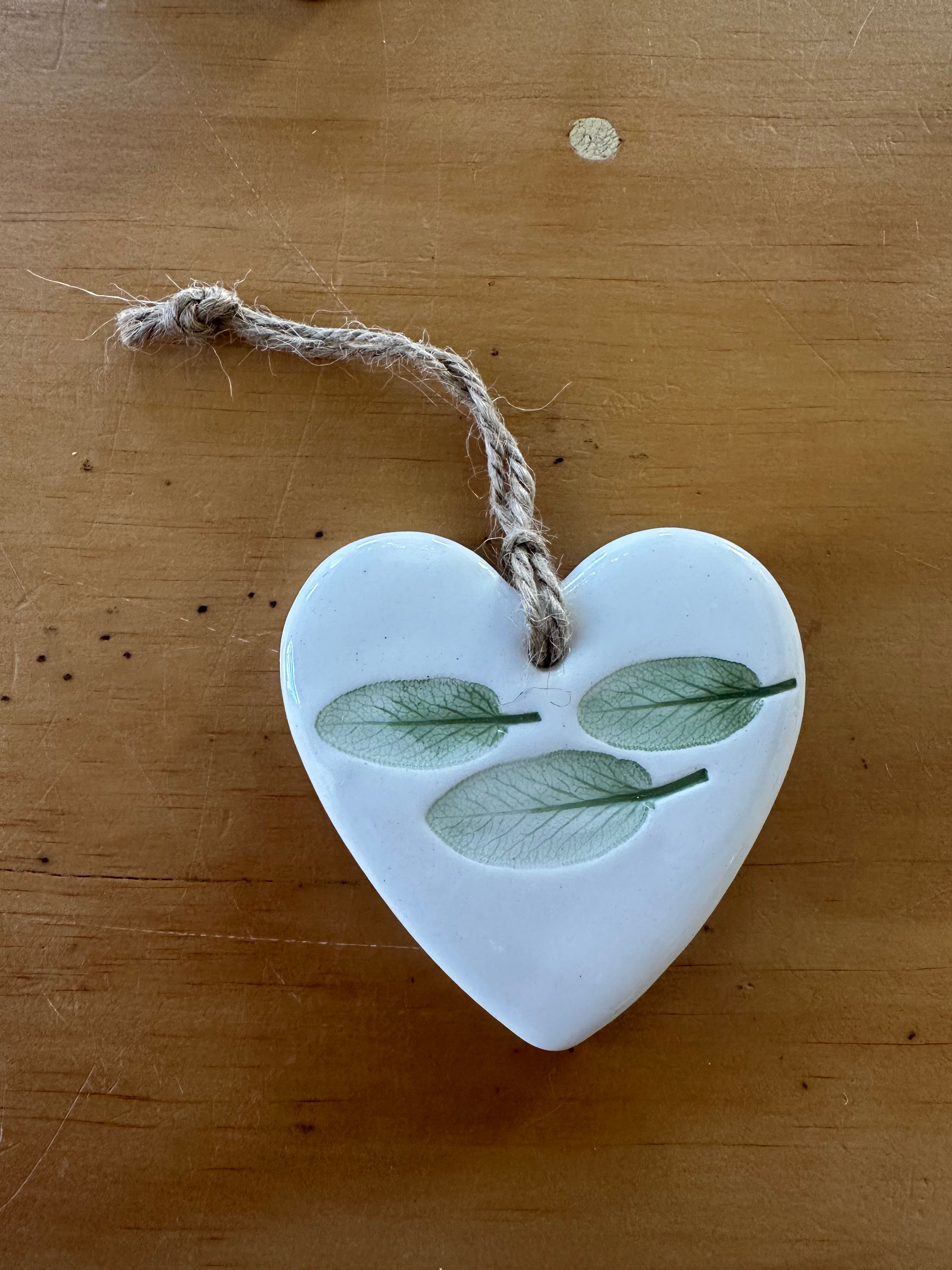 Ceramic Large Hearts, Sage