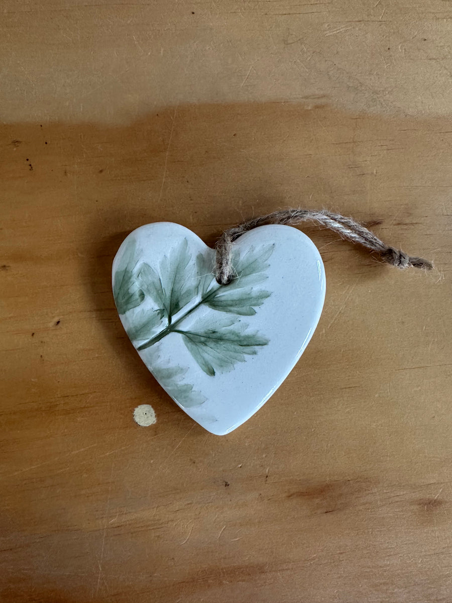 Ceramic Large Hearts, Parsley