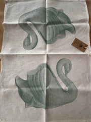 Swan Linen Tea Towel - Mint Green