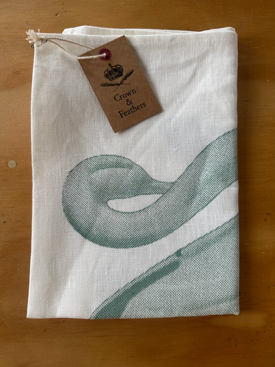 Swan Linen Tea Towel - Mint Green