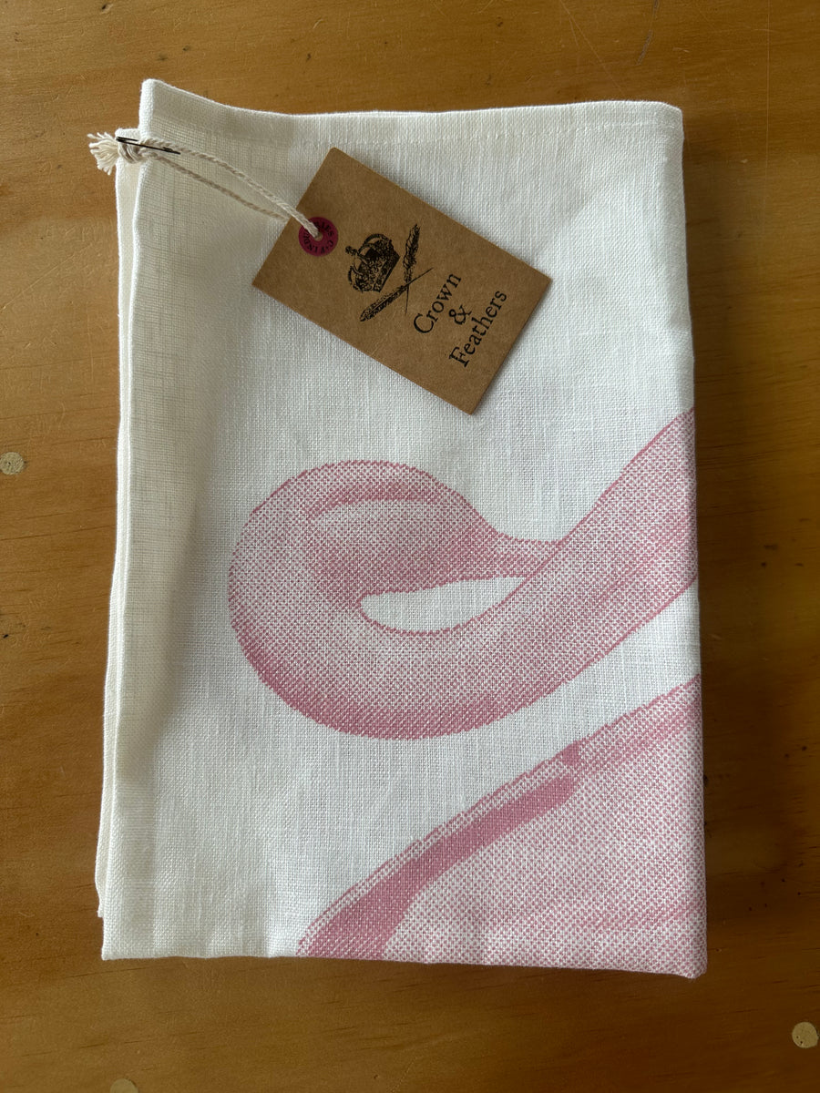 Swan Linen Tea Towel - Pink
