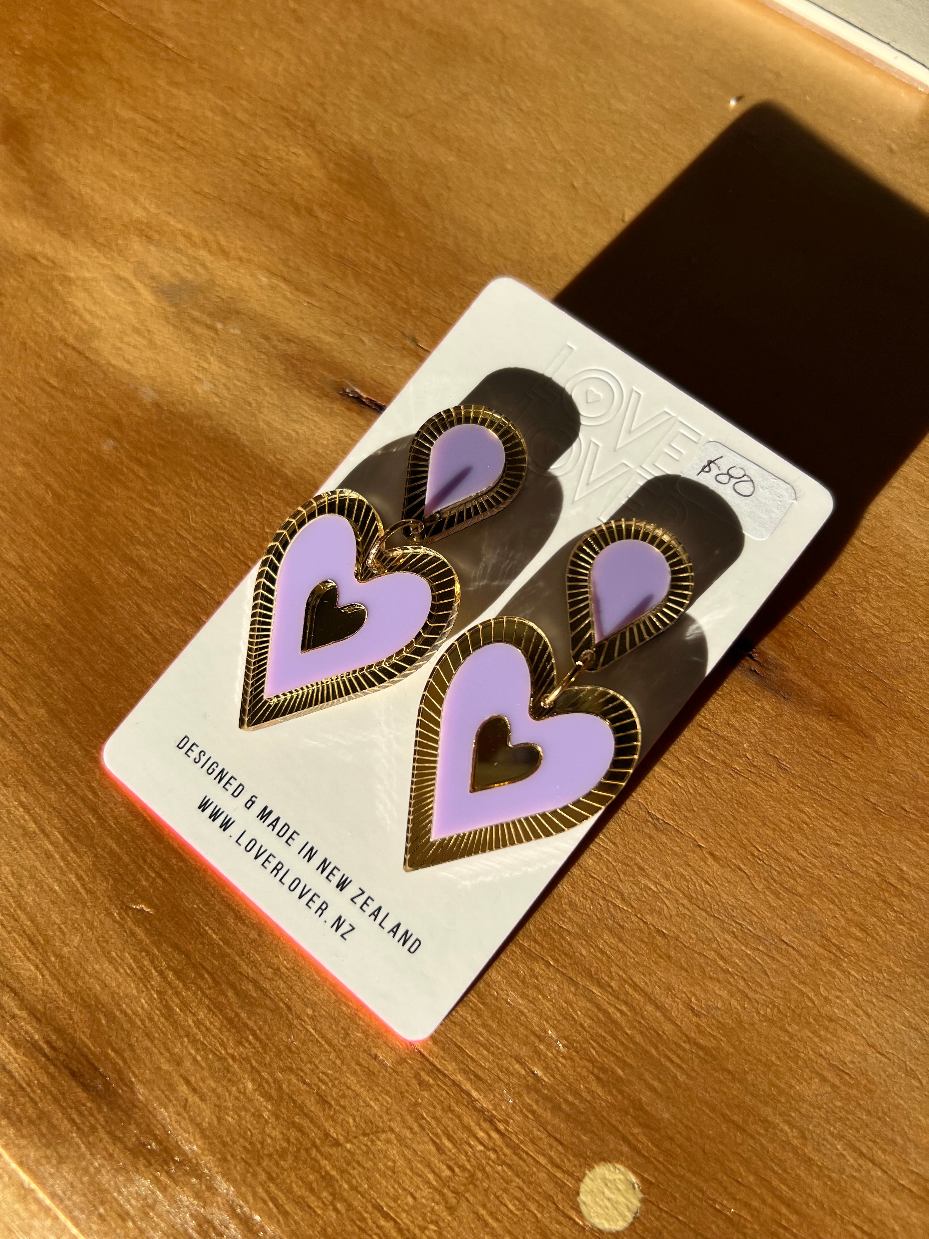 Freina Statement Earring - Lilac/Gold
