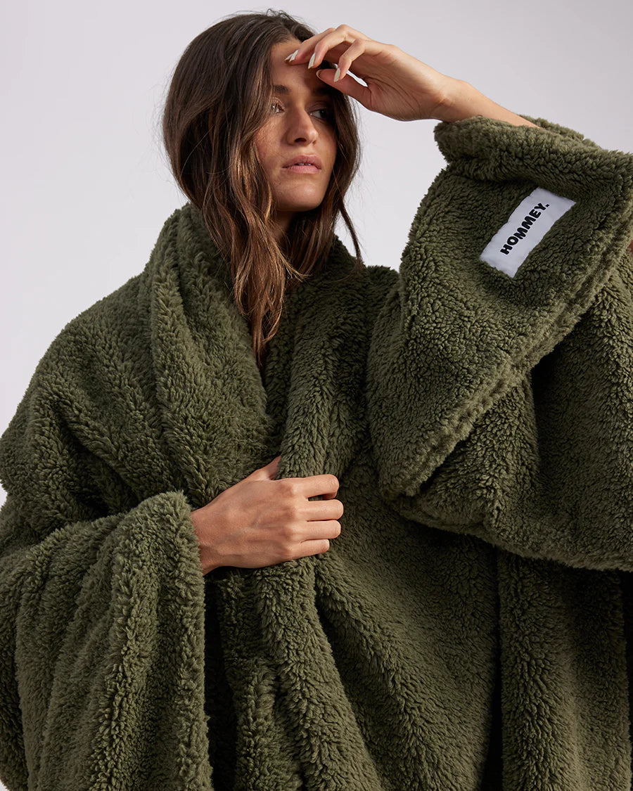 Faux Fur Throw Blanket - Olive