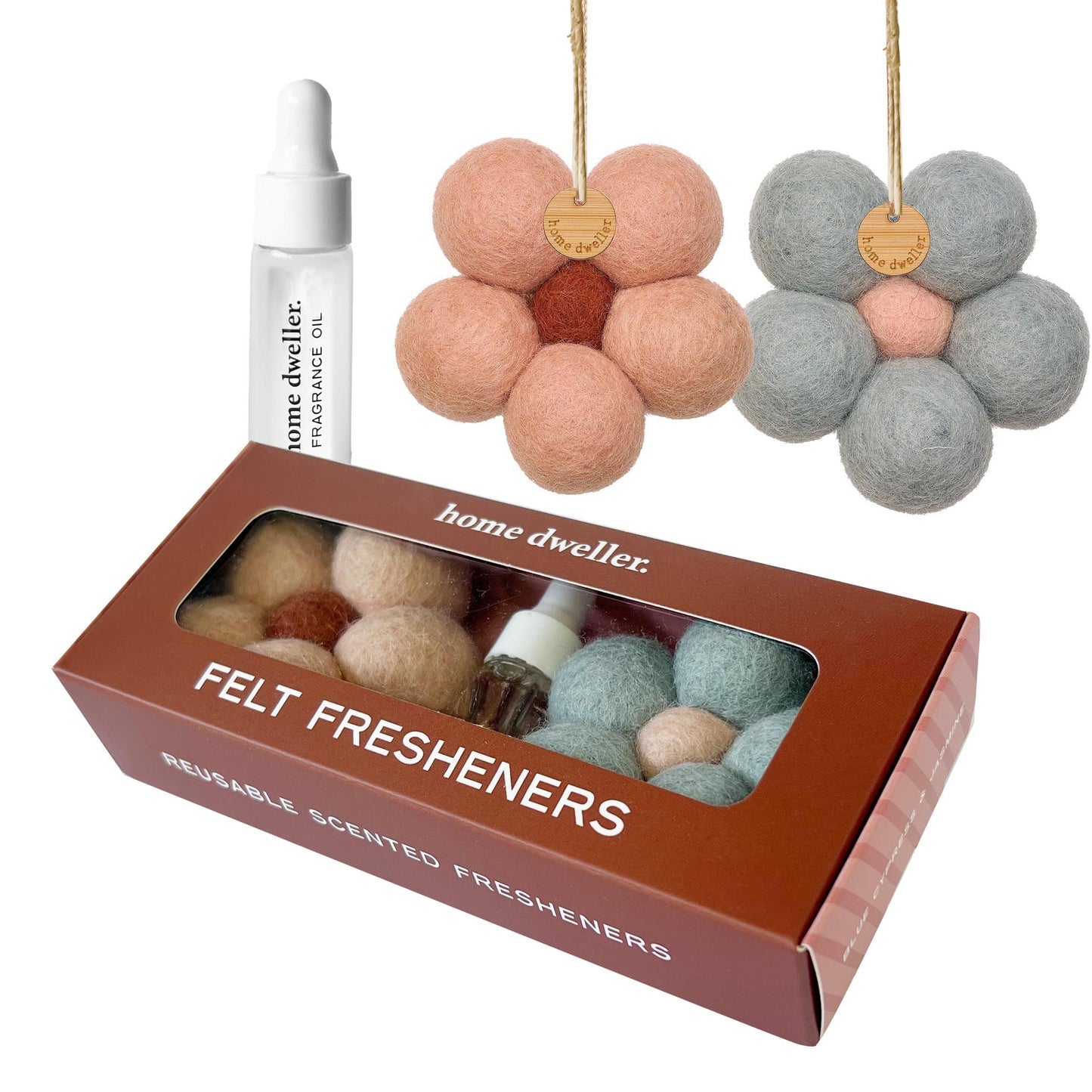 Felt Flower Scent Fresheners, Blue Cypress & Jasmine