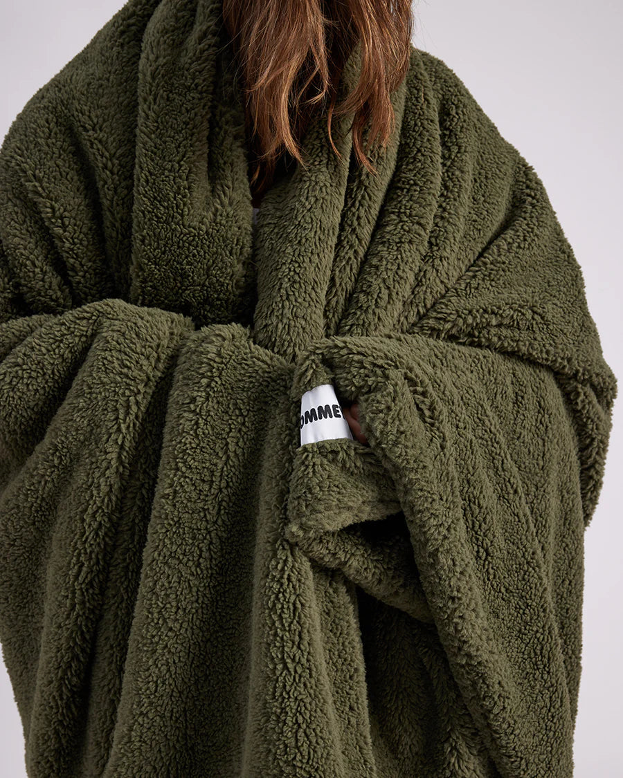 Faux Fur Throw Blanket - Olive