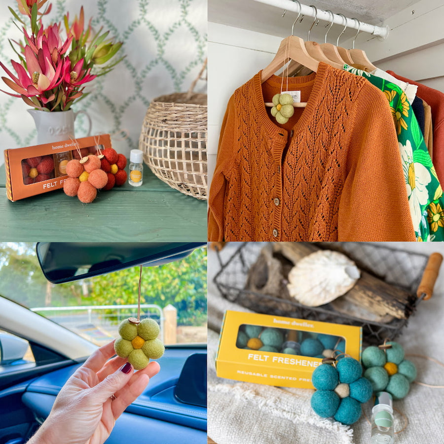 Felt Flower Scent Fresheners, Amber & Lavender