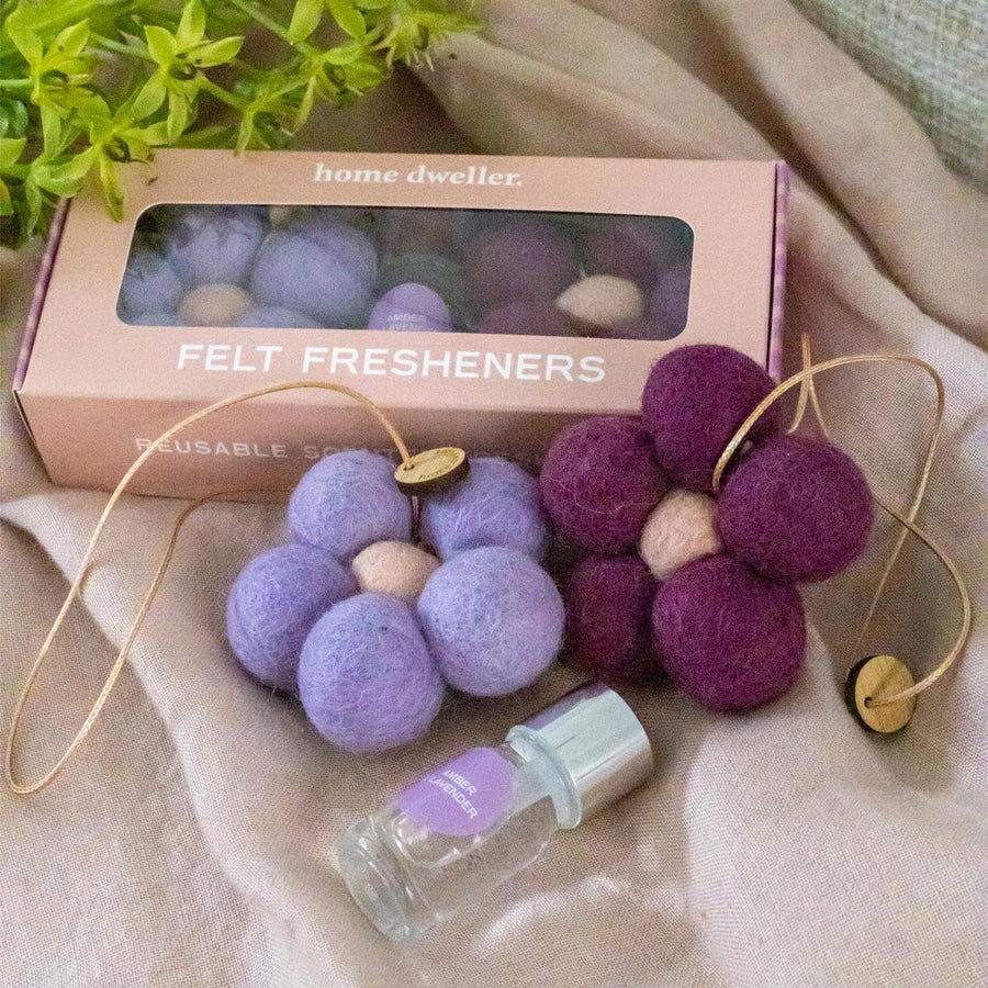 Felt Flower Scent Fresheners, Amber & Lavender