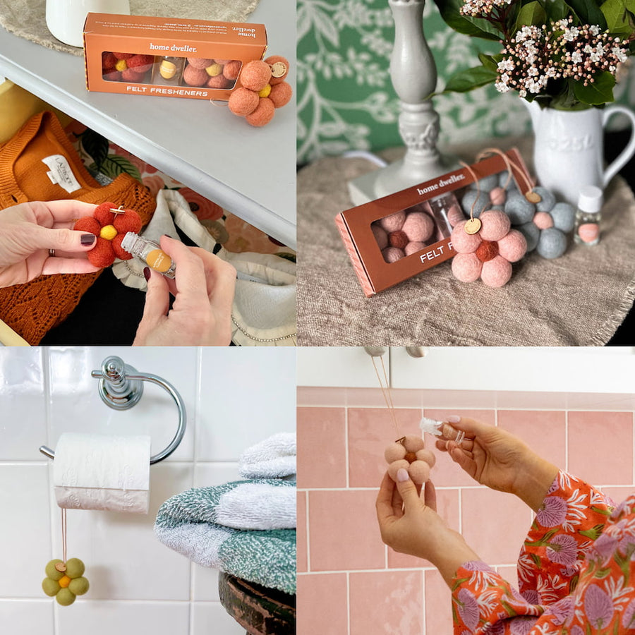 Felt Flower Scent Fresheners, Amber & Lavender