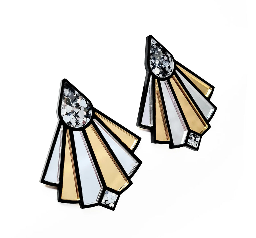 Millie Statement Earring - Black/Gold/Silver
