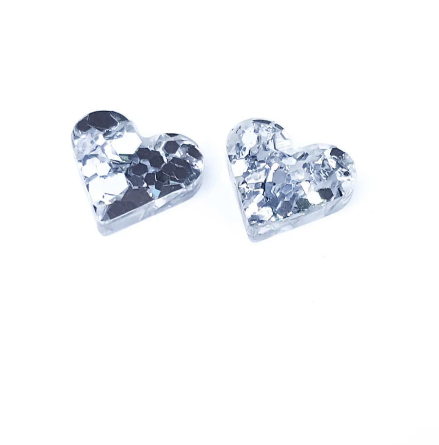 Paige Stud - Silver Glitter