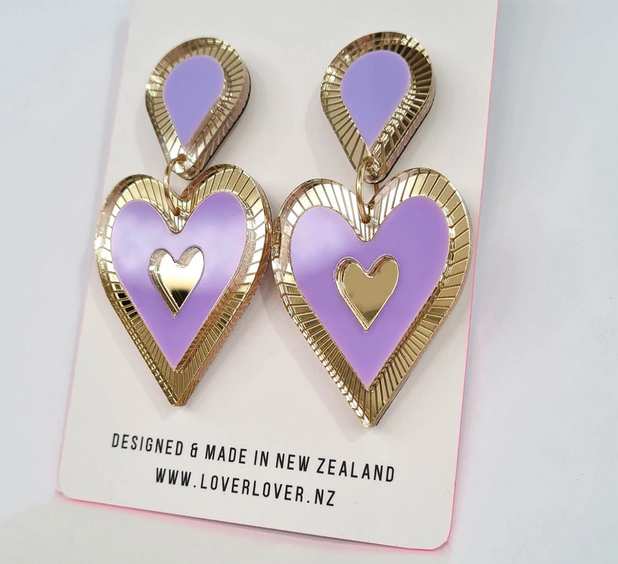 Freina Statement Earring - Lilac/Gold
