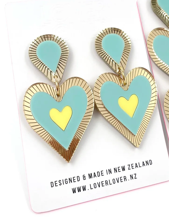 Freina Statement Earring - Seafoam/Lemon