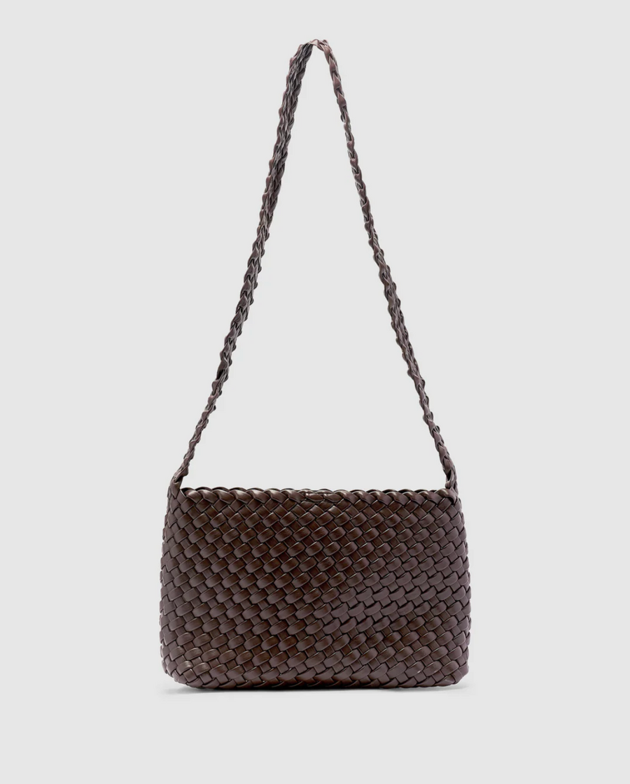 Luca Woven Crossbody Bag, Chocolate