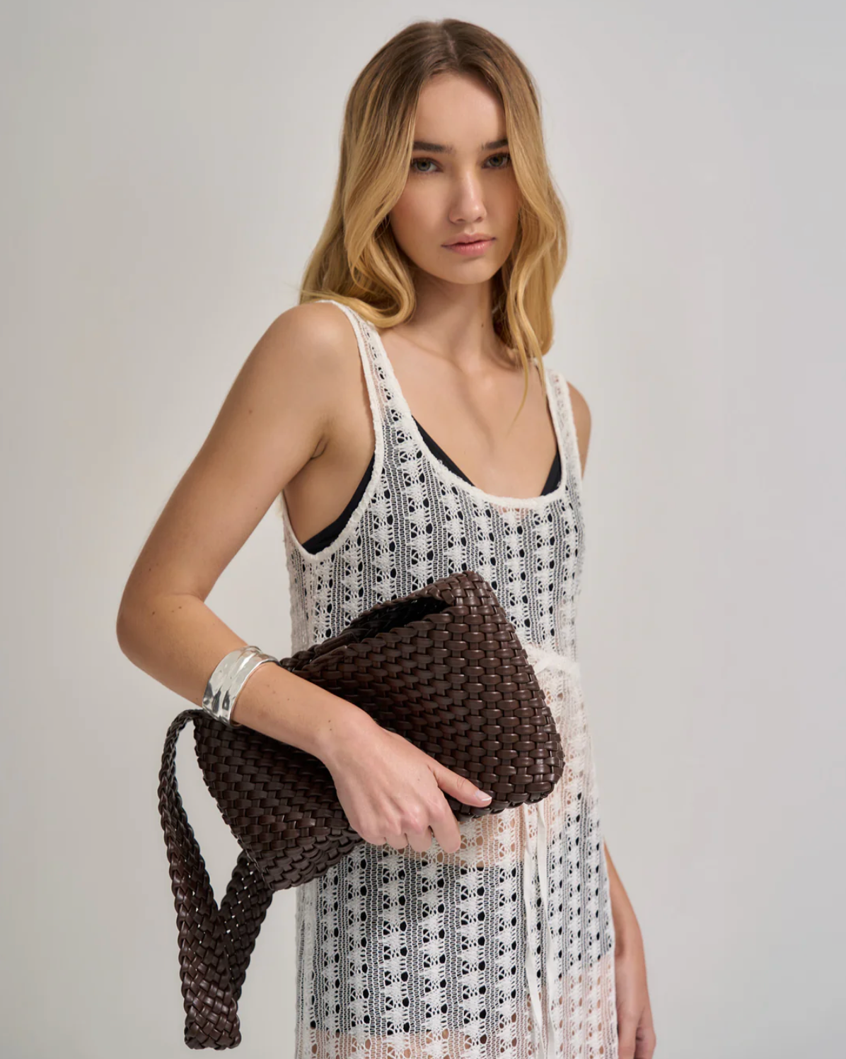 Luca Woven Crossbody Bag, Chocolate