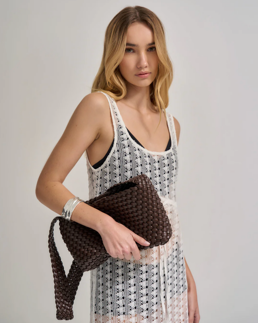 Luca Woven Crossbody Bag, Chocolate