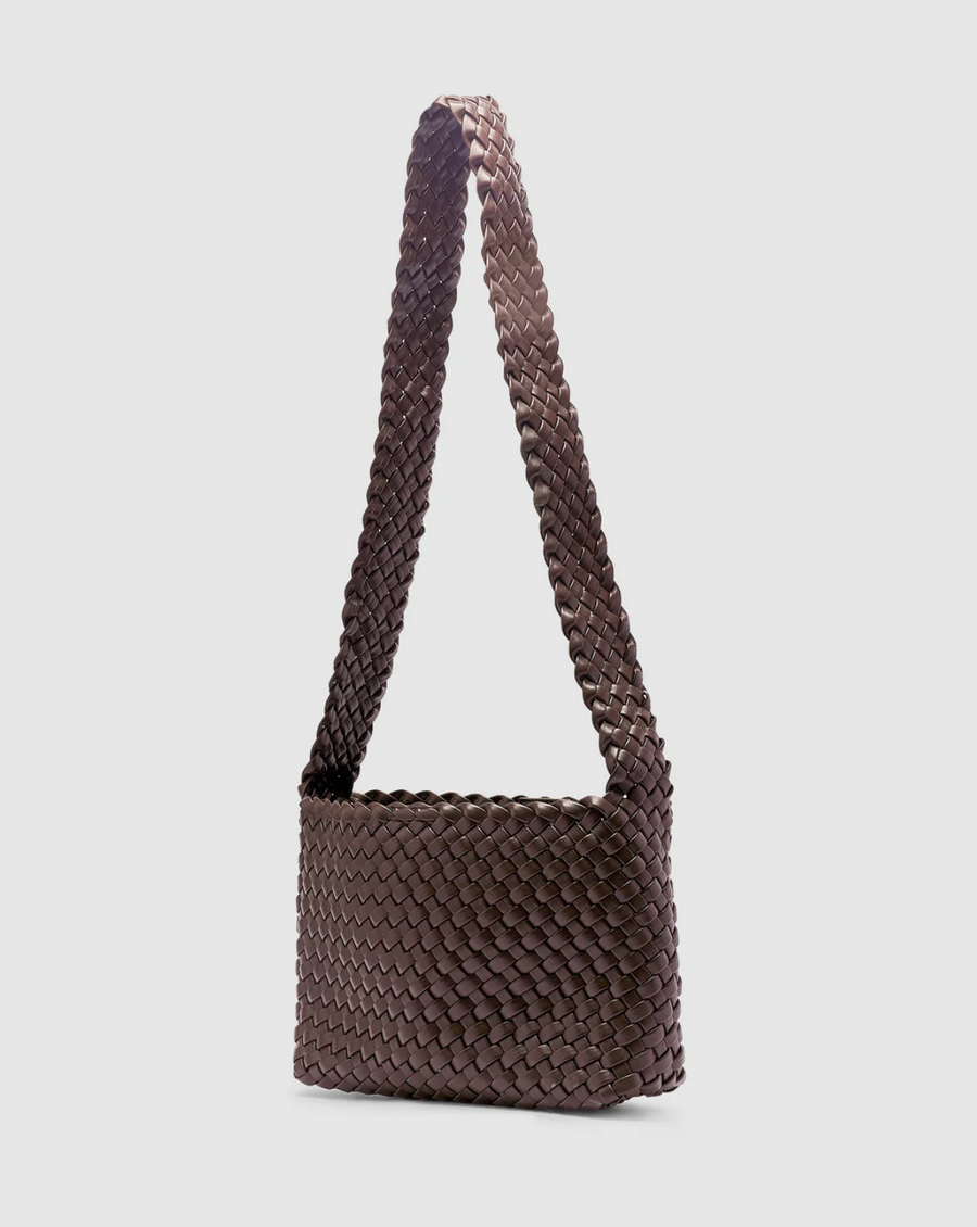 Luca Woven Crossbody Bag, Chocolate