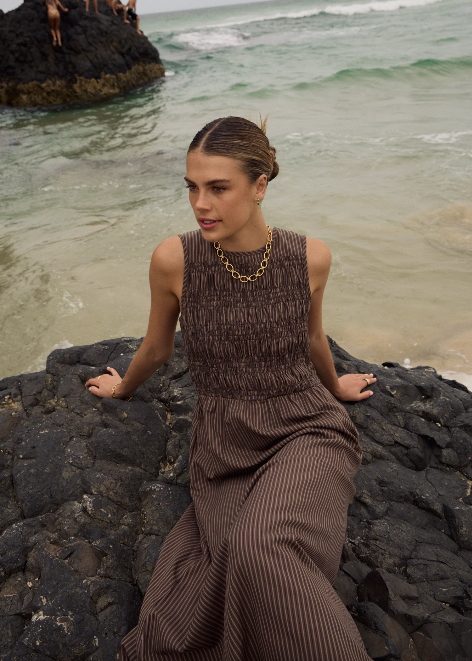 Cyrus Maxi Dress - Coffee Stripe