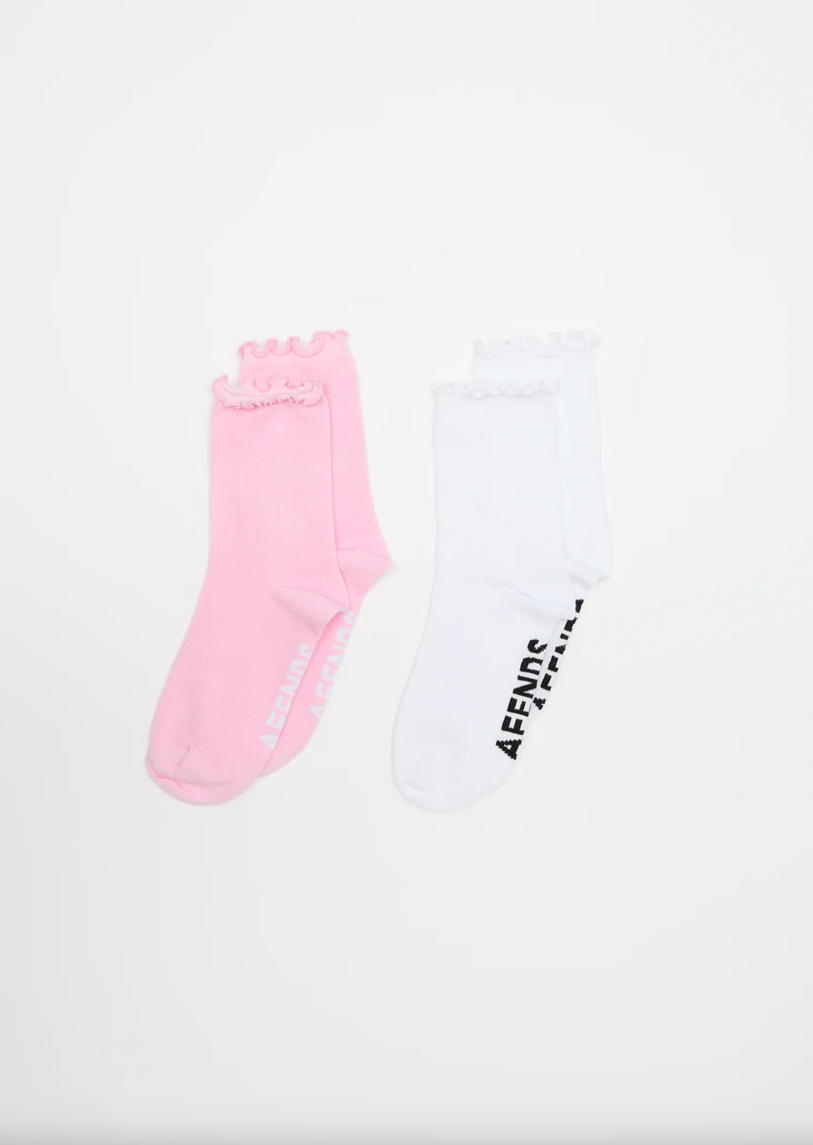 Frill Seeker Socks Two Pack - Pink/White