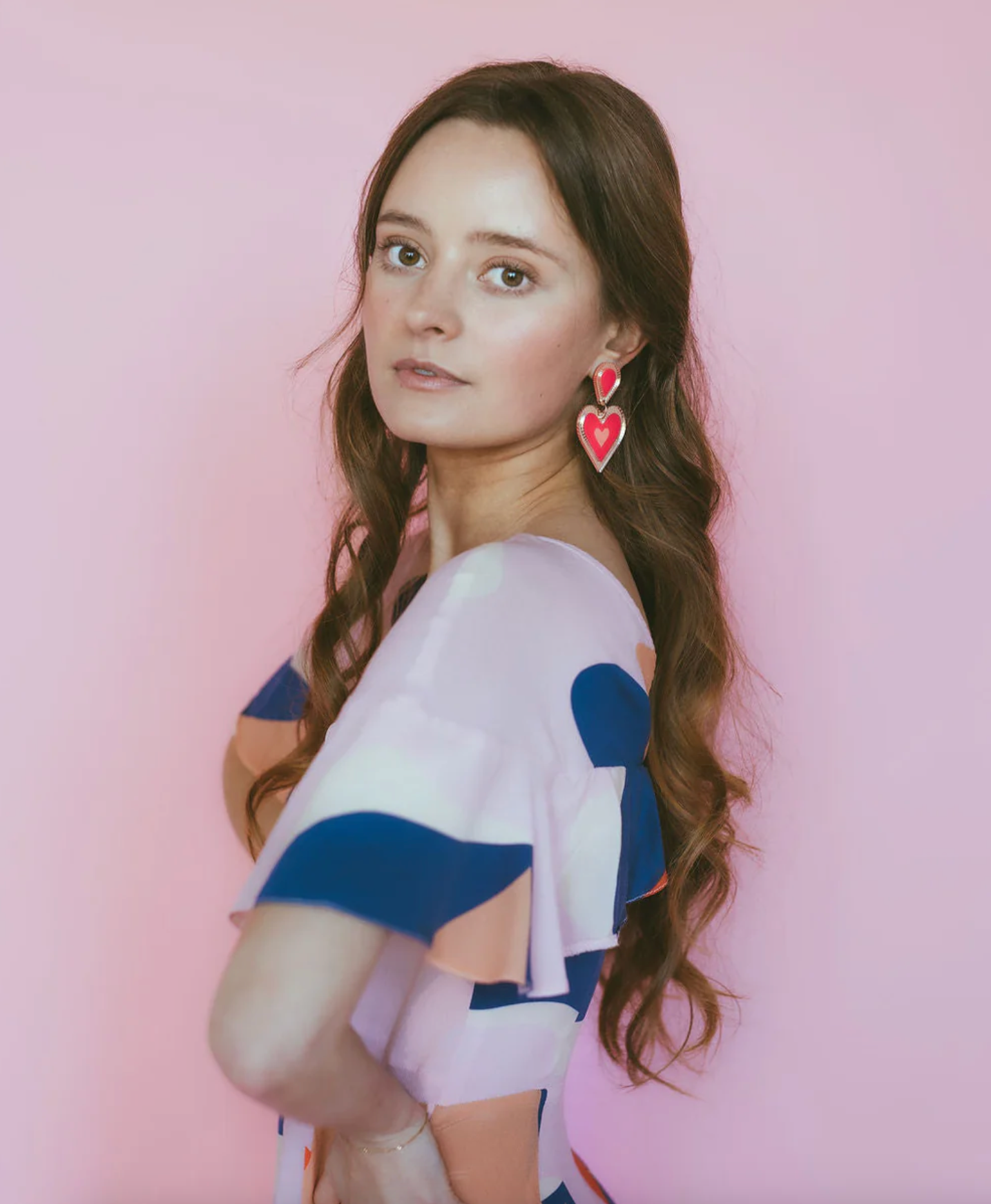 Freina Statement Earring - Pink/Apricot