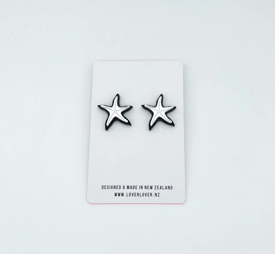 Starfish Stud Earring - Black/Silver