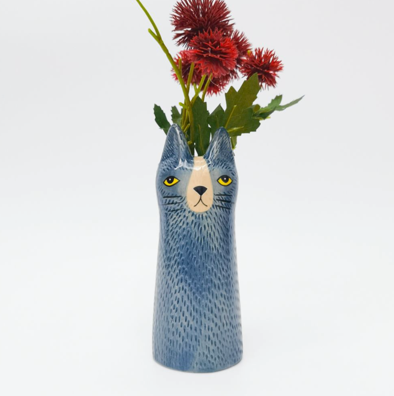 Bailey Cat Vase - Blue 15cm