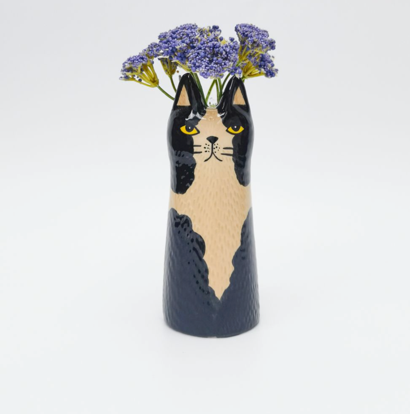Bailey Cat Vase - Black & White 15cm