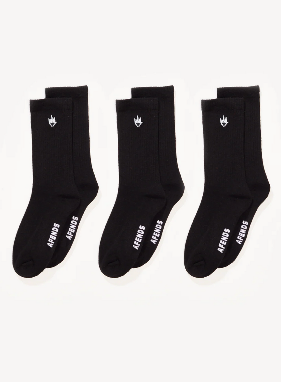 Flame Socks - Three Pack (White&Black)