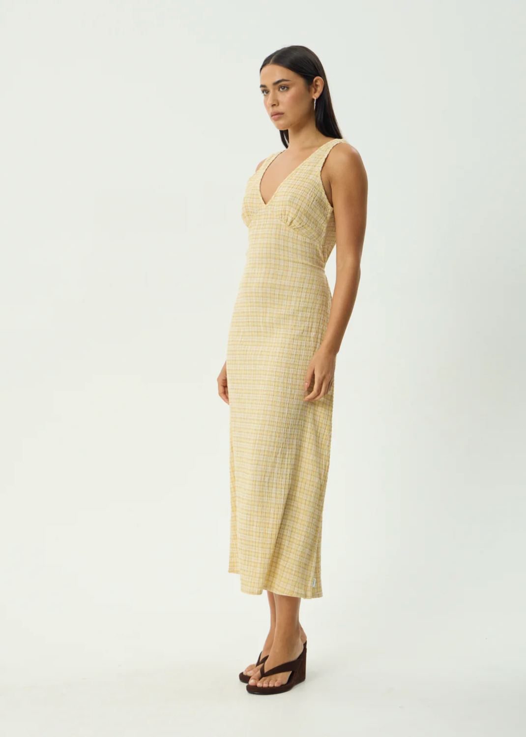 Sunday Seersucker Check Maxi Dress - Lemon Check