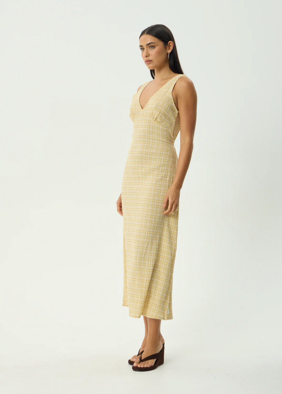 Sunday Seersucker Check Maxi Dress - Lemon Check