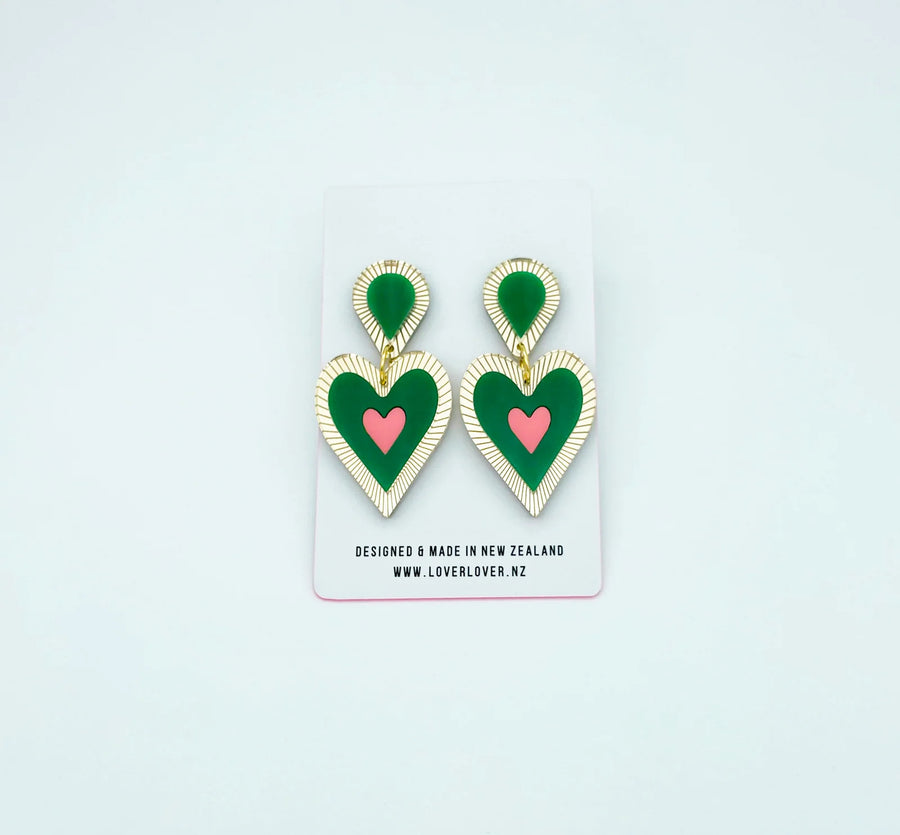 Freina Statement Earring, Green/Melon