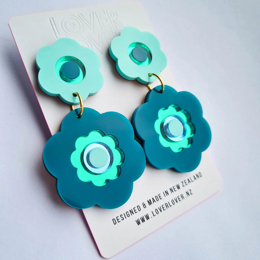 Wanda Dangle Statement Earring - Teal/Pastel Mint