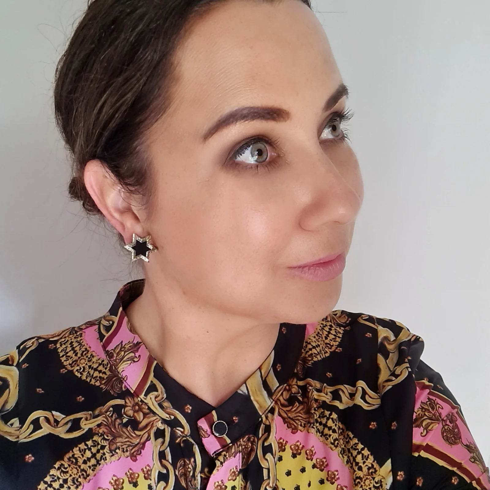 Ziggy Stud Earring, Black/Gold