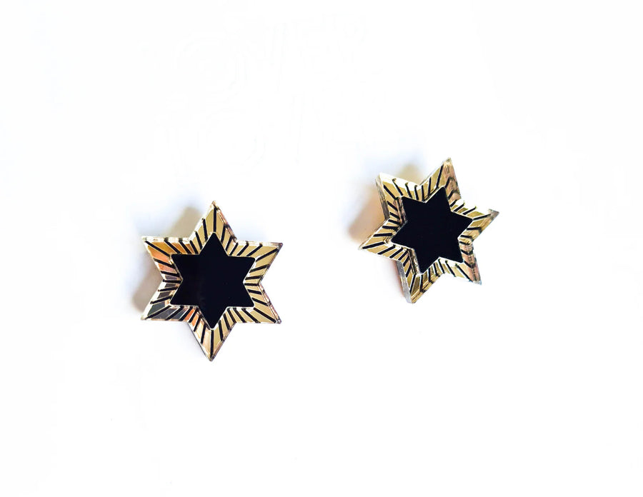 Ziggy Stud Earring, Black/Gold
