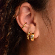 Calibri Huggie Earrings, White Topaz