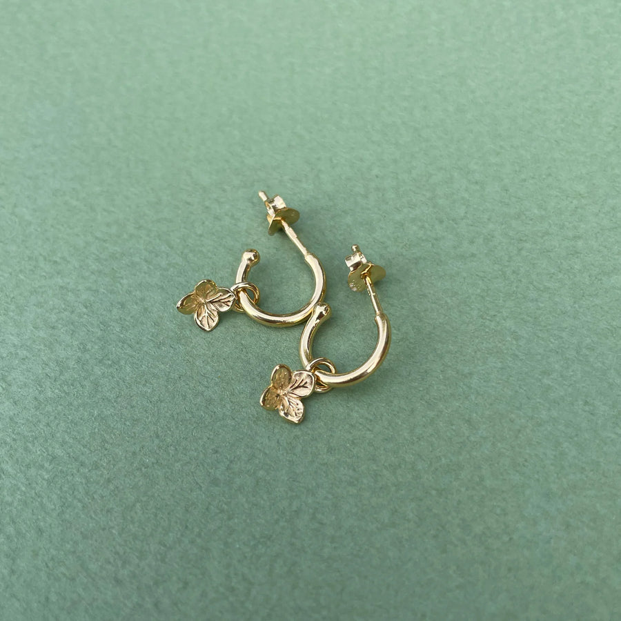 Hydrangea Charm Hoop Earrings