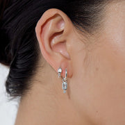 Raya Huggie Earrings, White Topaz